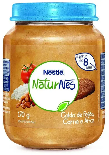 Papinha Caldo De Feijão, Carne E Arroz Naturnes Vidro 170g
