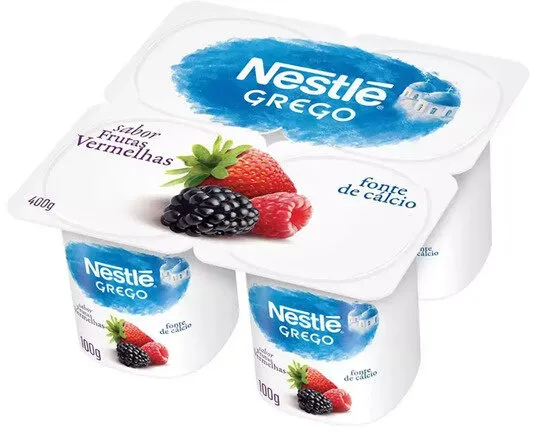 Iogurte Grego Frutas Vermelhas Nestlé Bandeja 400g 4 Unidades