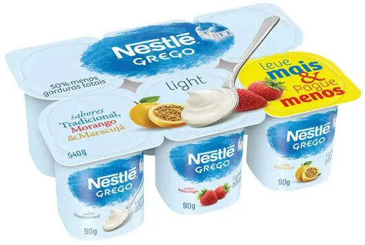 Iogurte Grego Tradicional Morango Maracujá Light Nestlé Bandeja 540g 6 Unidades Leve Mais Pague Menos