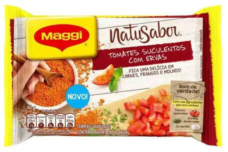 Tempero Granulado Tomates Suculentos Com Ervas Maggi Natusabor Pacote 40g 8 Unidades
