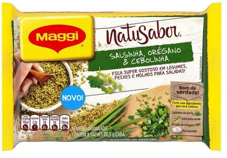 Tempero Granulado Salsinha, Orégano Cebolinha Maggi Natusabor Pacote 40g 8 Unidades