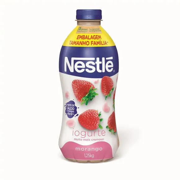 Iogurte Parcialmente Desnatado Morango Nestlé Garrafa 1,25kg Tamanho Família