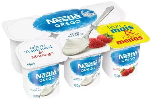 Iogurte Grego Tradicional Morango Nestlé Bandeja 600g 6 Unidades Leve Mais Pague Menos