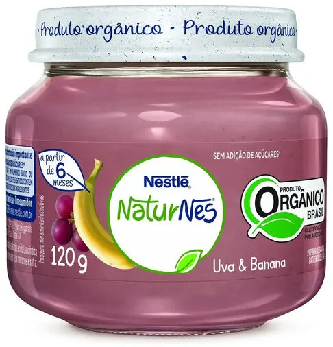Papinha Orgânica Uva Banana Naturnes Vidro 120g