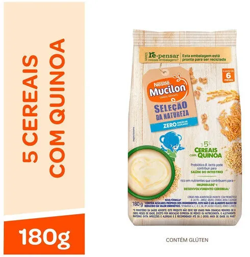 Cereal Infantil 5 Cereais Com Quinoa Mucilon Seleção Da Natureza Pacote 180g