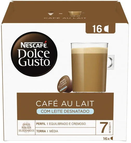 Café Au Lait Em Cápsula Desnatado Nescafé Dolce Gusto Caixa 160g 16 Unidades