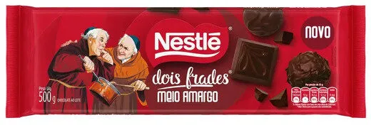Chocolate Meio Amargo Dois Frades Pacote 500g