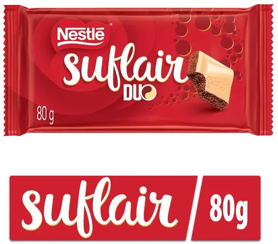 Chocolate Ao Leite Aerado E Branco Duo Suflair Pacote 80g