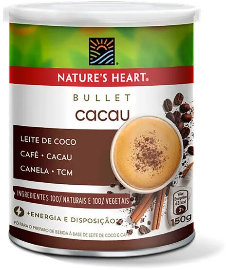 Mistura Para Bebida Com Café Em Pó Cacau Natures Heart Bullet Lata 150g