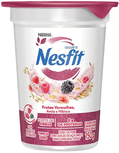 Iogurte Desnatado Frutas Vermelhas, Aveia E Hibisco Zero Lactose Nesfit Copo 150g