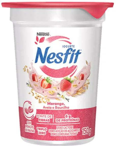 Iogurte Desnatado Morango, Aveia E Baunilha Zero Lactose Nesfit Copo 150g