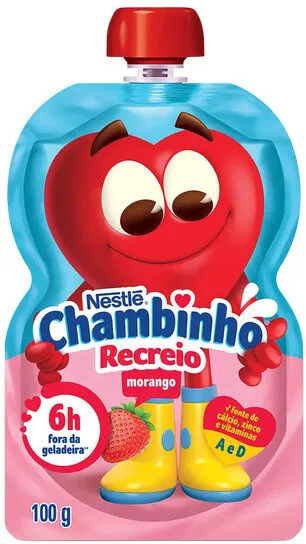 Iogurte Parcialmente Desnatado Morango Chambinho Recreio Squeeze 100g