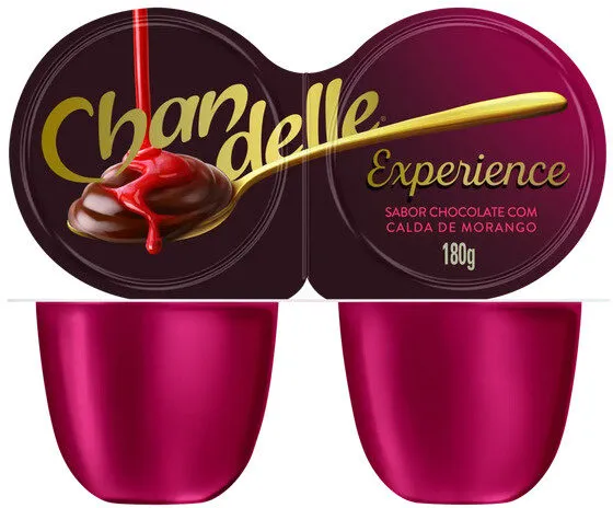 Sobremesa Láctea Chocolate Calda Morango Chandelle Experience Bandeja 180g 2 Unidades