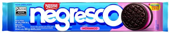 Biscoito Chocolate Recheio Morango Negresco Pacote 90g