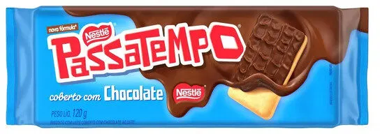 Biscoito Leite Cobertura Chocolate Ao Leite Passatempo Pacote 120g