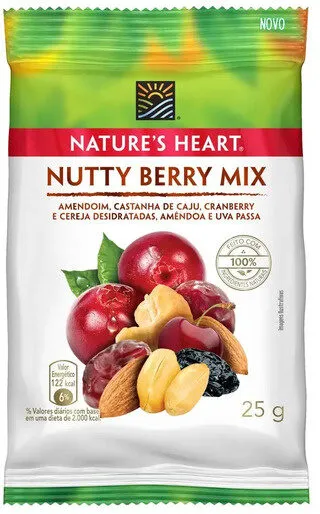 Mix De Frutas E Sementes Nutty Berry Natures Heart Pacote 25g