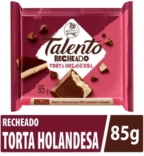 Chocolate Ao Leite Recheio Torta Holandesa Garoto Talento Pacote 85g