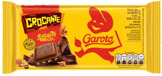 Chocolate Ao Leite Garoto Crocante Pacote 80g