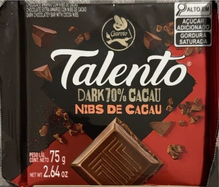 TABLETE TALENTO NIBS/CACAU 75G GAROTO