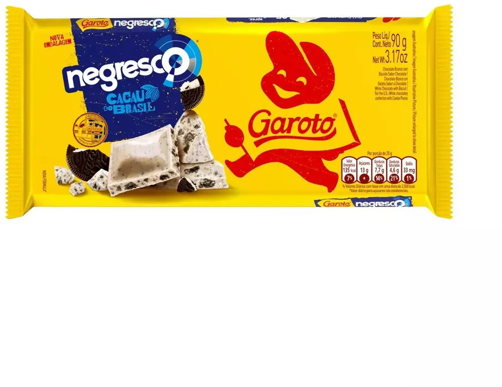 Chocolate Branco Com Biscoito Negresco Garoto Pacote 90g