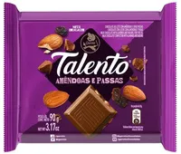 Chocolate Talento Ao Leite Com Amêndoas E Passas 12unidade X