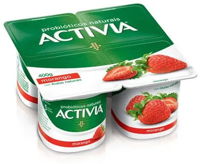 Leite Fermentado Morango Activia Bandeja 400g 4 Unidades
