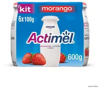 Pack Leite Fermentado Parcialmente Desnatado Morango Actimel Frasco 600g 6 Unidades