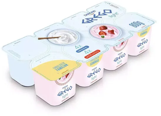 Iogurte Parcialmente Desnatado Grego Morango Leite Light Danone Bandeja 800g Leve 8 Pague 7 Unidades
