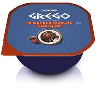 Iogurte Grego Calda Fondue De Chocolate Com Morango Danone Pote 100g
