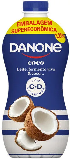 Iogurte Parcialmente Desnatado Coco Danone Garrafa 1,25kg Embalagem Supereconômica