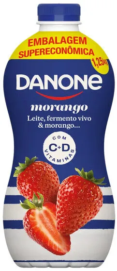 Iogurte Parcialmente Desnatado Morango Danone Garrafa 1,25kg Embalagem Supereconômica
