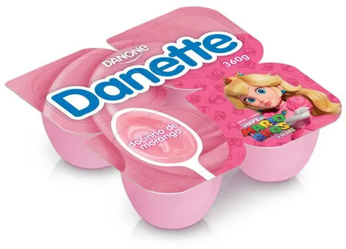 Sobremesa Láctea Doce De Morango Danette Bandeja 360g 4 Unidades