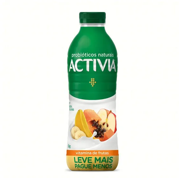 Leite Fermentado Parcialmente Desnatado Vitamina De Frutas Activia Garrafa 1kg Embalagem Econômica