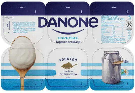 Iogurte Integral Cremoso Original Danone Especial Bandeja 510g 6 Unidades