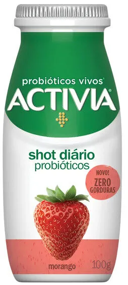 Leite Fermentado Morango Zero Lactose Activia Shot Diário Frasco 100g