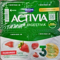 Leite Fermentado Integral Morango Activia Bandeja 340g 4 Unidades