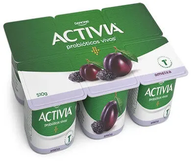 Leite Fermentado Integral Ameixa Activia Bandeja 510g 6 Unidades