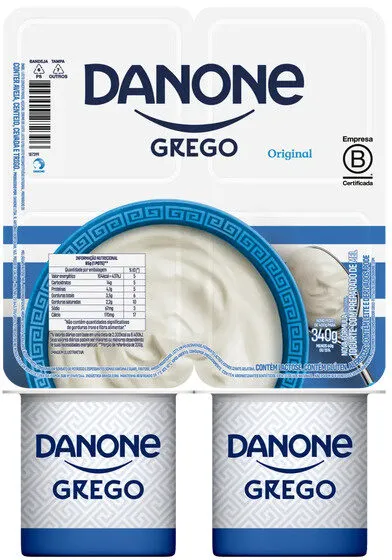 Iogurte Integral Grego Original Danone Bandeja 340g 4 Unidades