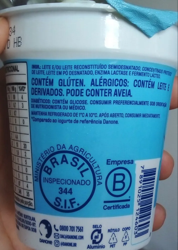 Iogurte Semidesnatado Natural Zero Lactose Danone