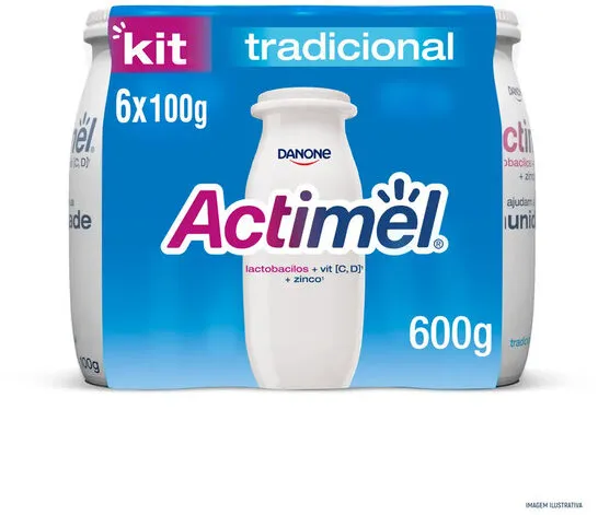 Leite Fermentado Tradicional Semi Desnatado Actimel Pack 600g 6 Unidades