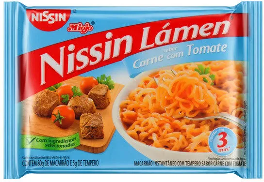 Macarrão Instantâneo Lámen Carne Com Tomate Nissin Miojo Pacote 85g