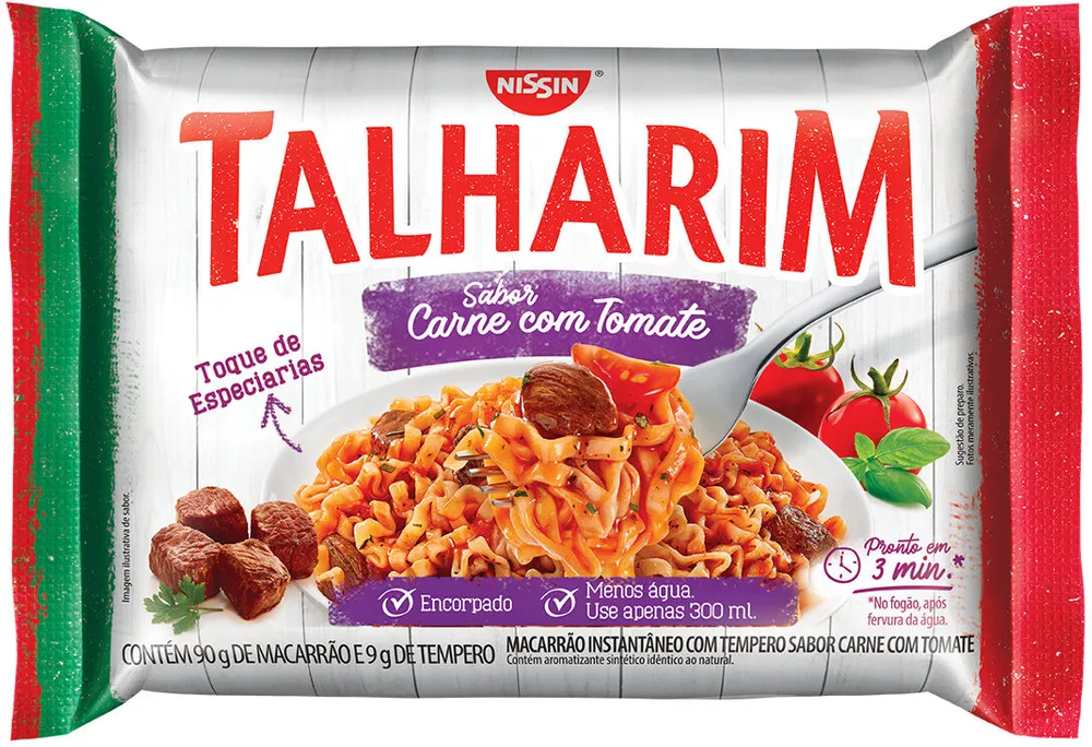 Macarrão Instantâneo Talharim Carne Com Tomate Nissin Pacote 99g