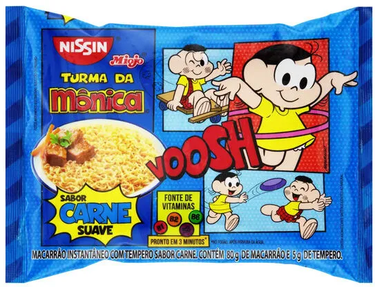 Macarrão Instantâneo Lámen Carne Suave Turma Da Mônica Nissin Miojo Pacote 85g