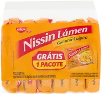 Pack Macarrão Instantâneo Lámen Galinha Caipira Nissin Miojo Pacote 510g 6 Unidades Grátis 1 Pacote