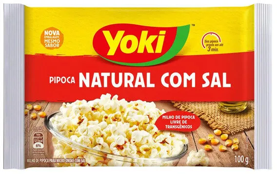 Pipoca Para Micro Ondas Natural Com Sal Yoki Pacote 100g