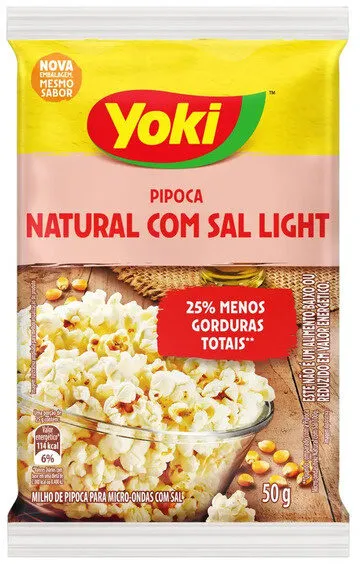 Pipoca Para Micro Ondas Natural Com Sal Light Yoki Pacote 50g