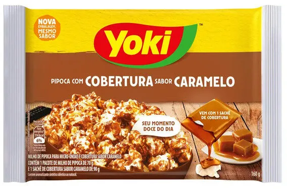 Pipoca Para Micro Ondas Cobertura Caramelo Yoki Pacote 160g