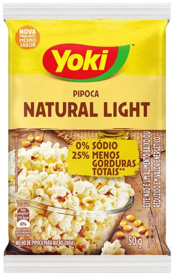 Pipoca Para Micro Ondas Natural Light Zero Sódio Yoki Pacote 50g