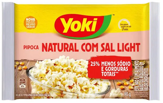 Pipoca Para Micro Ondas Natural Com Sal Light Yoki Pacote 90g