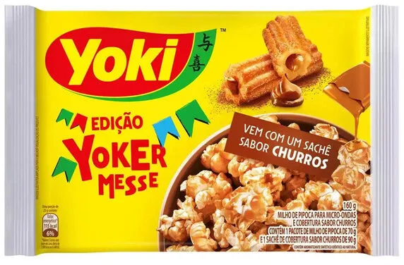 Pipoca Para Micro Ondas Cobertura Churros Yoki Pacote 160g Edição Yokermesse